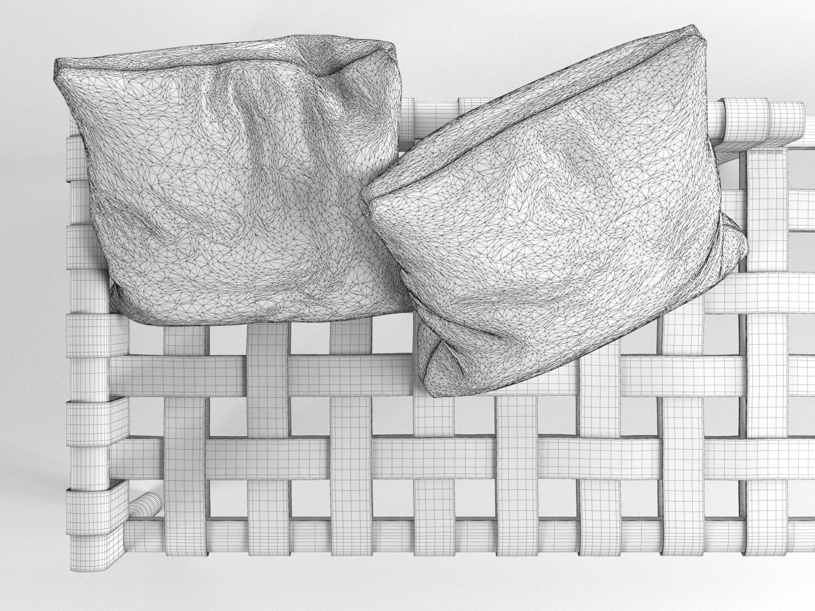 Woven Leather Bench 3D model_4