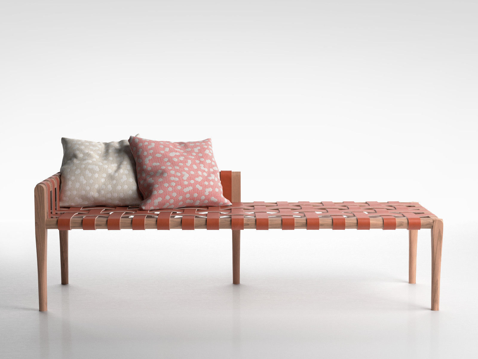 Woven Leather Bench 3D model_1
