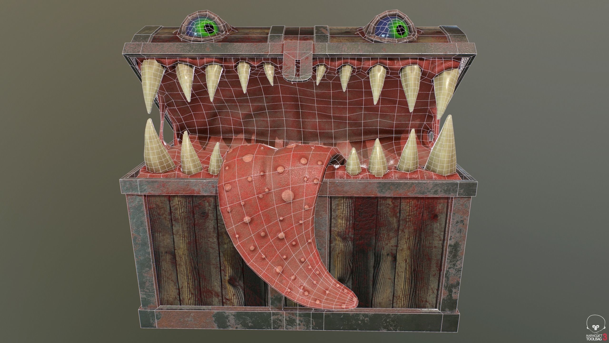 Monster chest PBR Low-poly 3D model_7