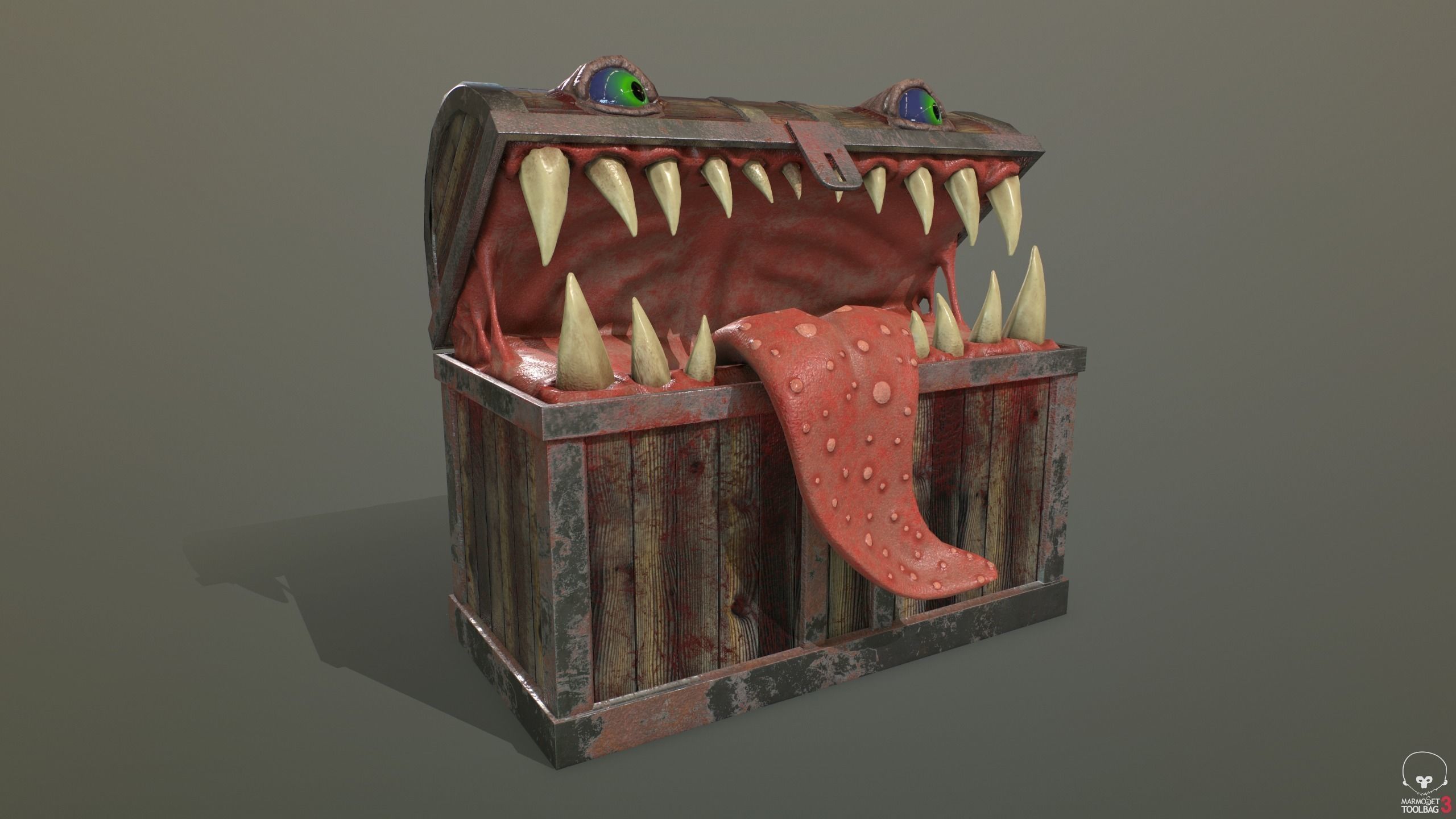Monster chest PBR Low-poly 3D model_4
