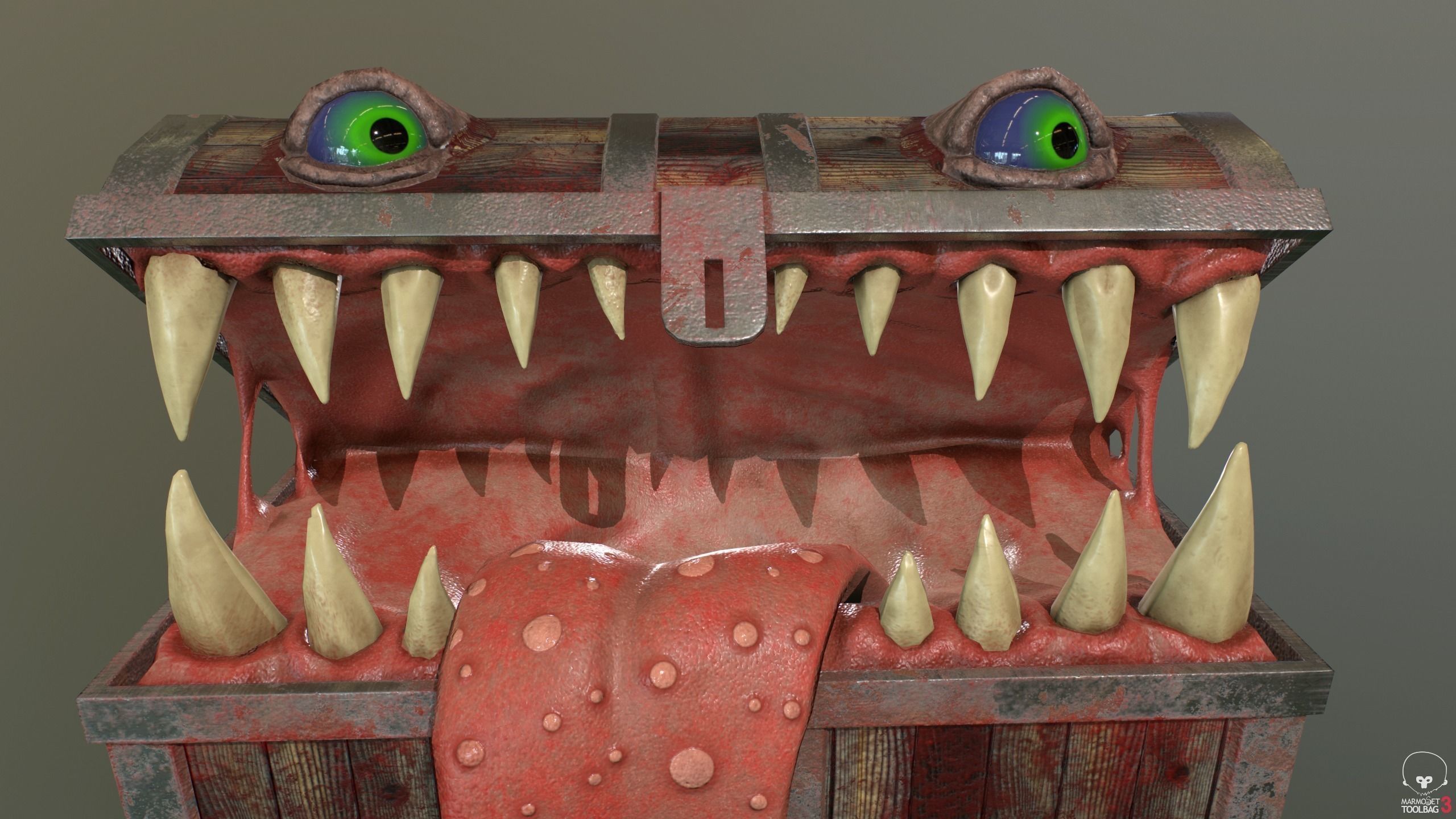 Monster chest PBR Low-poly 3D model_1
