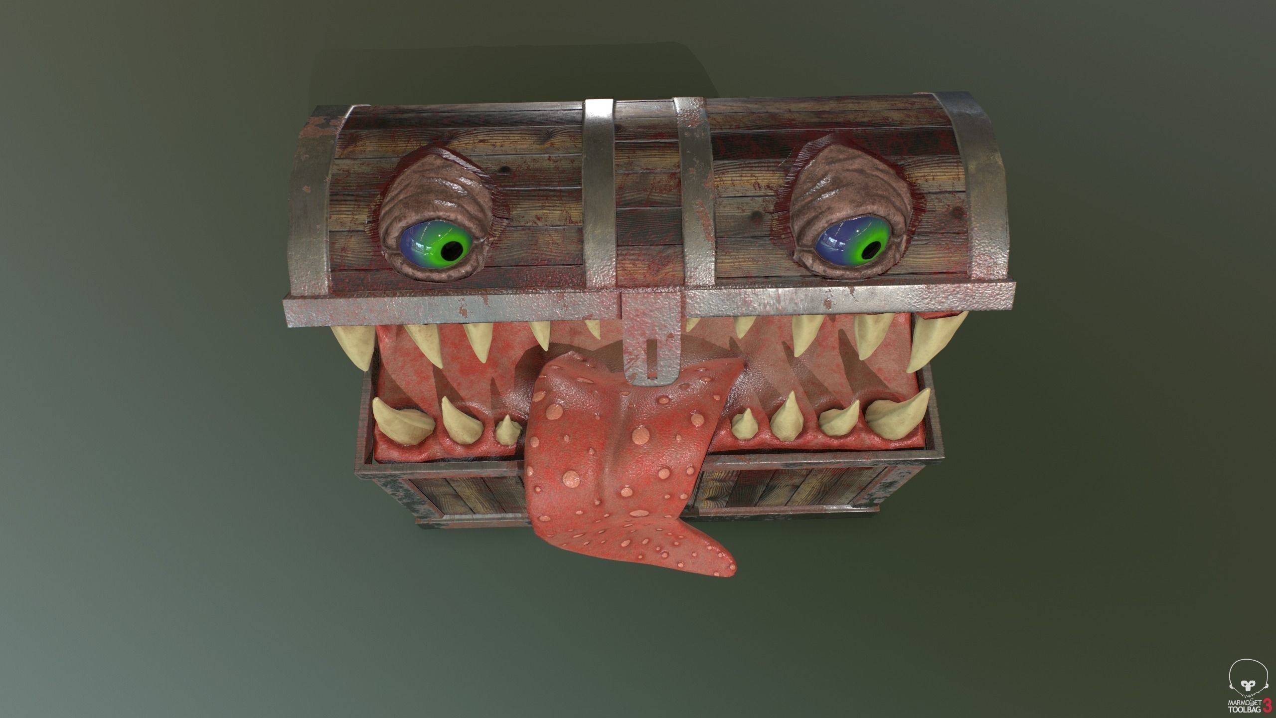 Monster chest PBR Low-poly 3D model_3