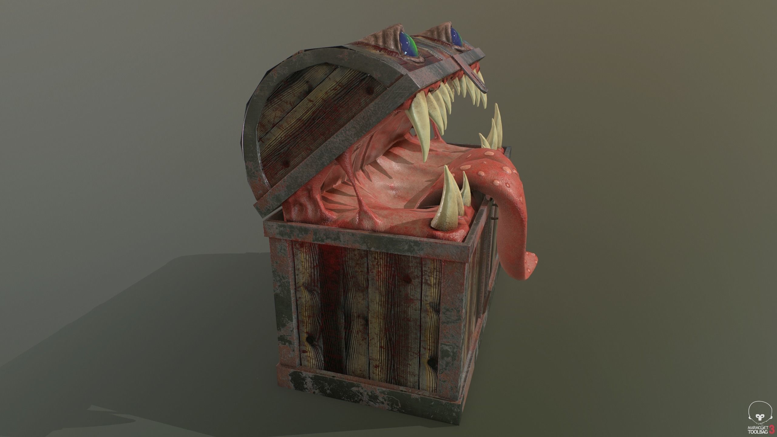 Monster chest PBR Low-poly 3D model_5