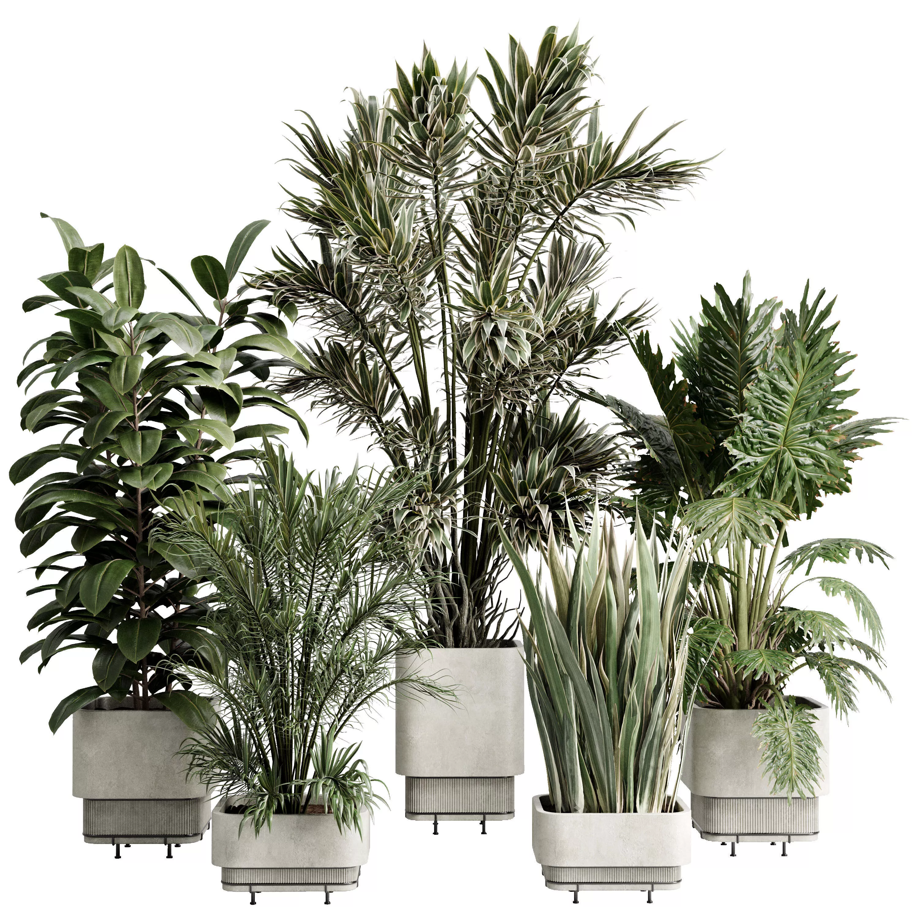 Indoor plant 693 concrete dirty vase plant tree pot 3D model