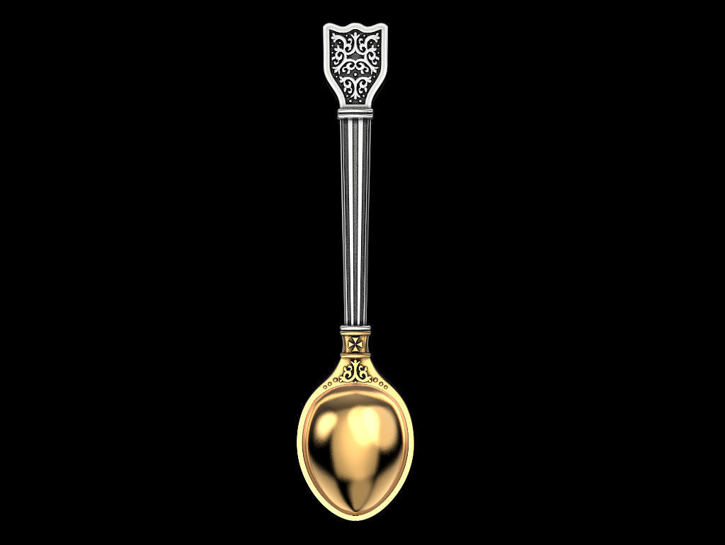 Spoon 3 gold 3D print model_3