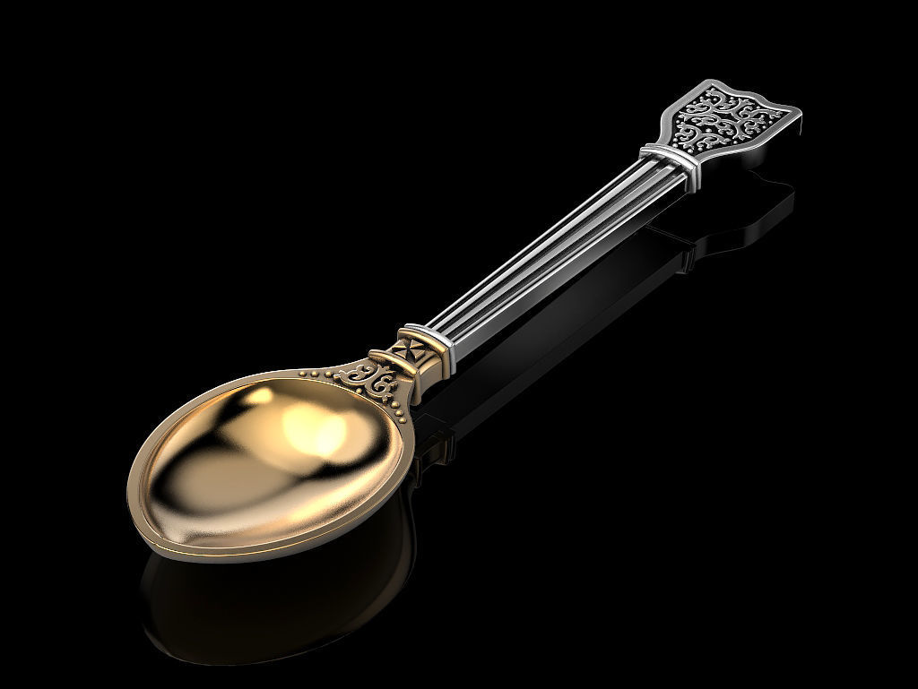 Spoon 3 gold 3D print model_1