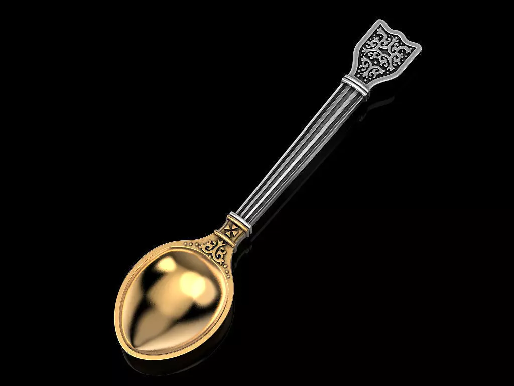 Spoon 3 gold 3D print model_0