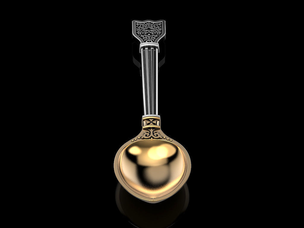 Spoon 3 gold 3D print model_2
