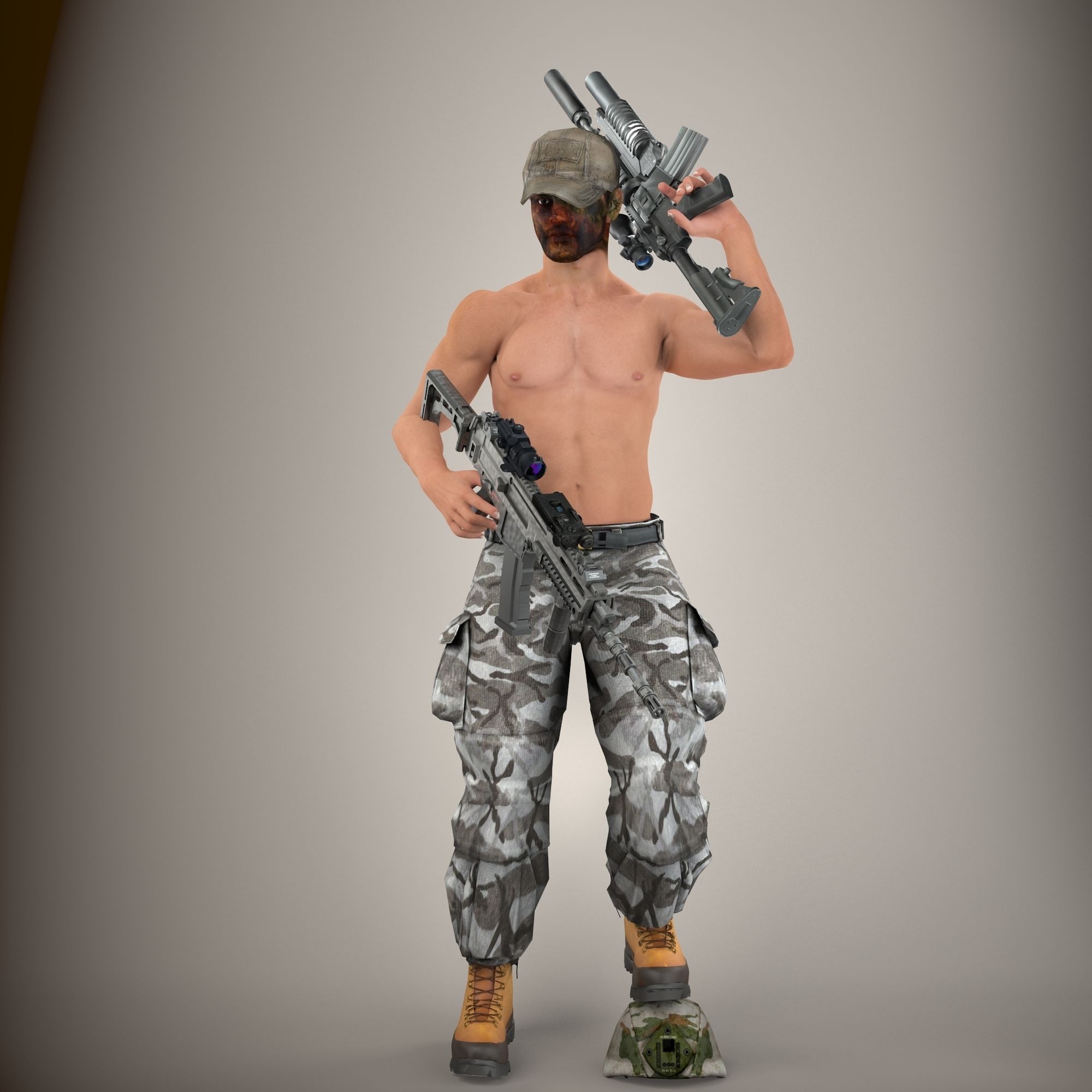 Ultimate Rigged Soldier 3D model_5
