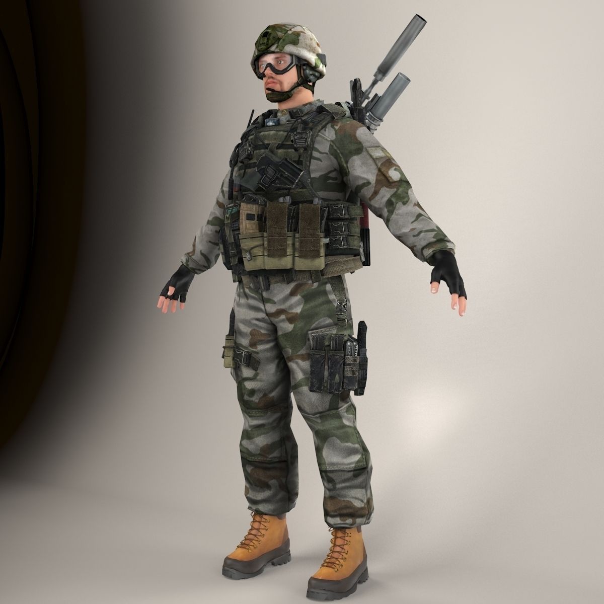 Ultimate Rigged Soldier 3D model_7