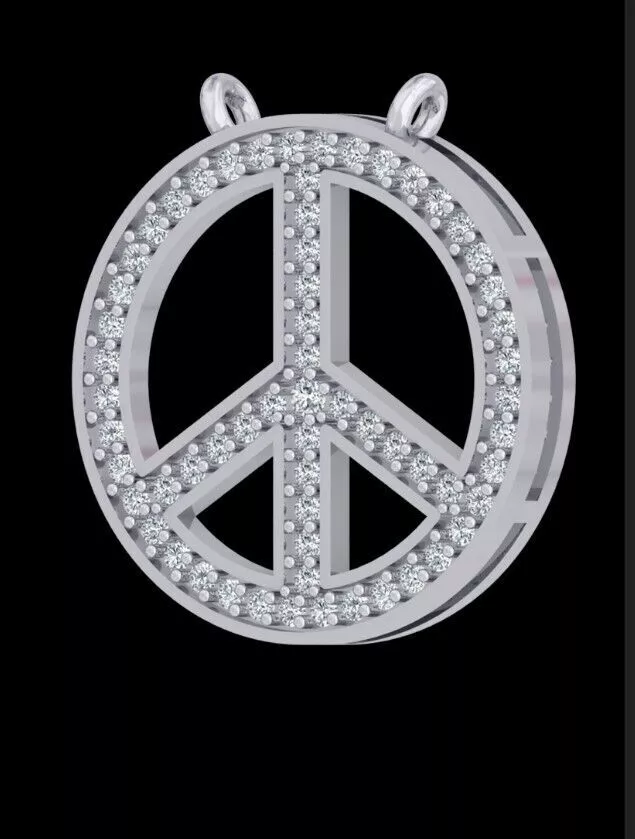 Diamond Peace Sign Pendant Pave Jewelry 3D print model