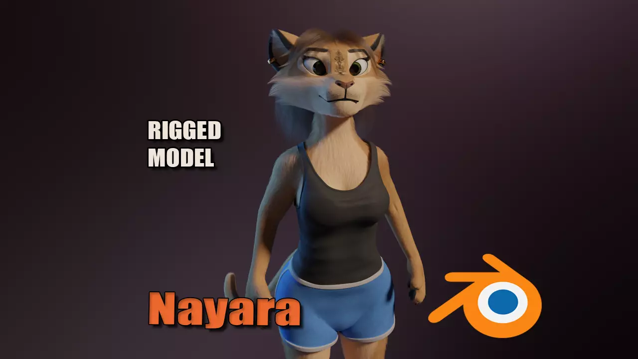 Nayara Anthro Lioness Low-poly 3D model