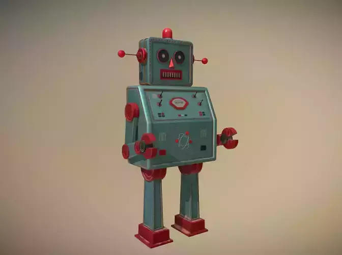 Vintage Toy Robot Low-poly 3D model