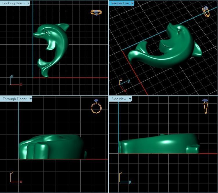 Pendant gold dolphin charm 3D print model_2