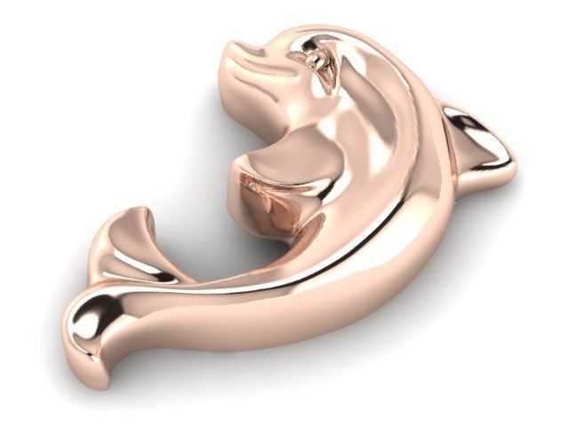 Pendant gold dolphin charm 3D print model_1