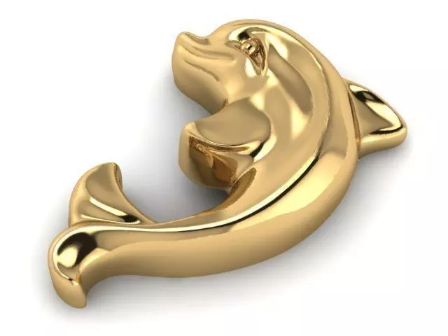 Pendant gold dolphin charm 3D print model_0
