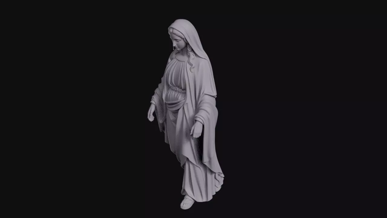 Walking Virgin Mary In Veiled Robes 3D print model