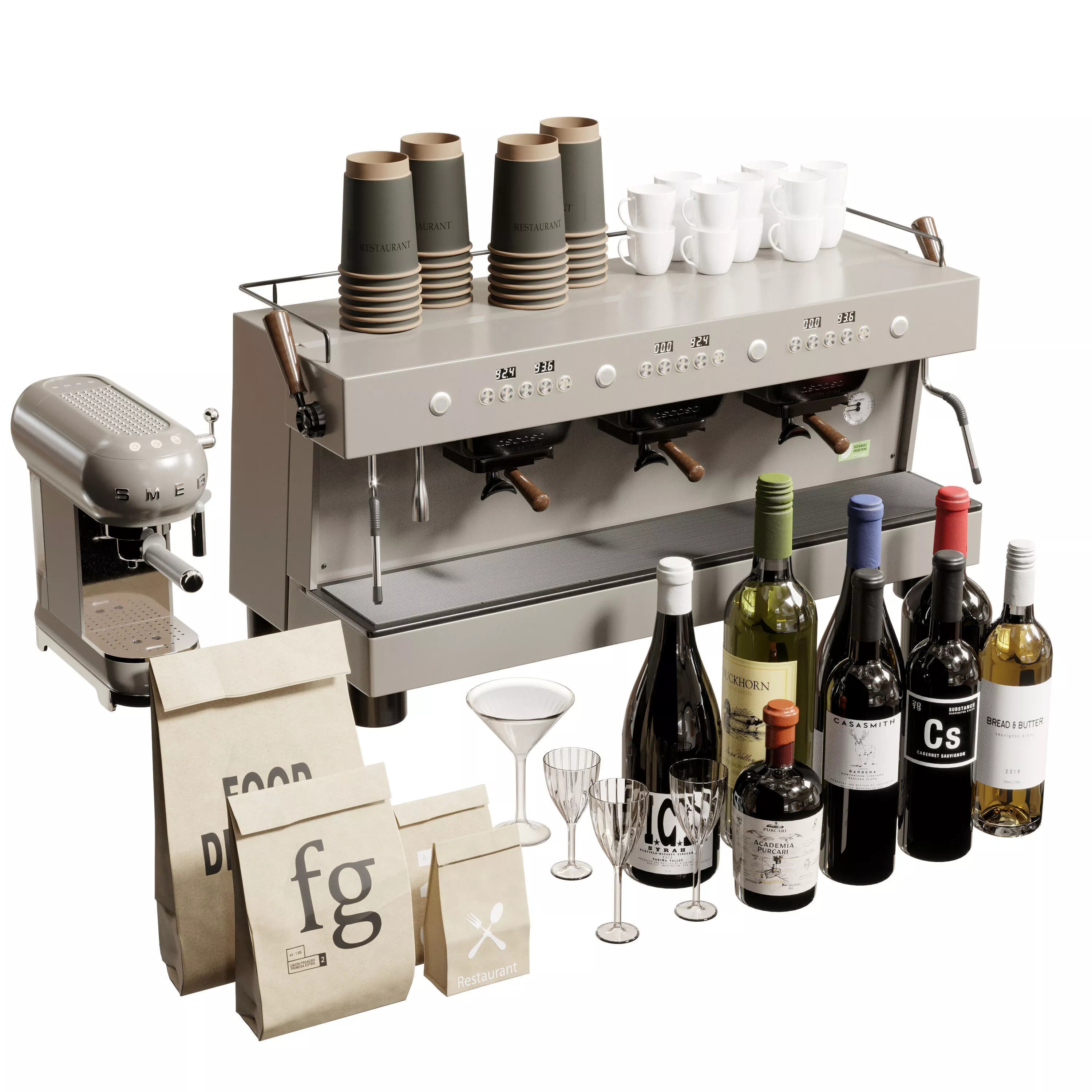 Barista T Ascaso Coffee Maker SMEG Manual Espresso Coffee 3D model