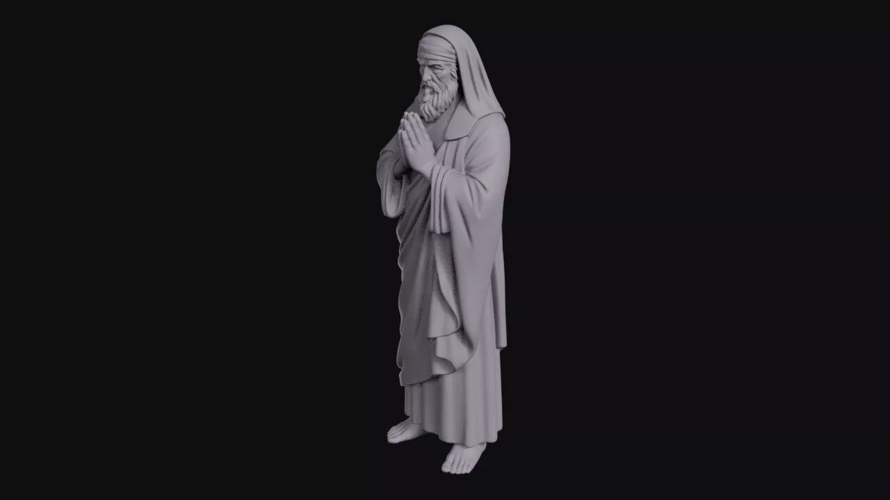 Veiled Bearded Priest Praying Devoutly 3D print model