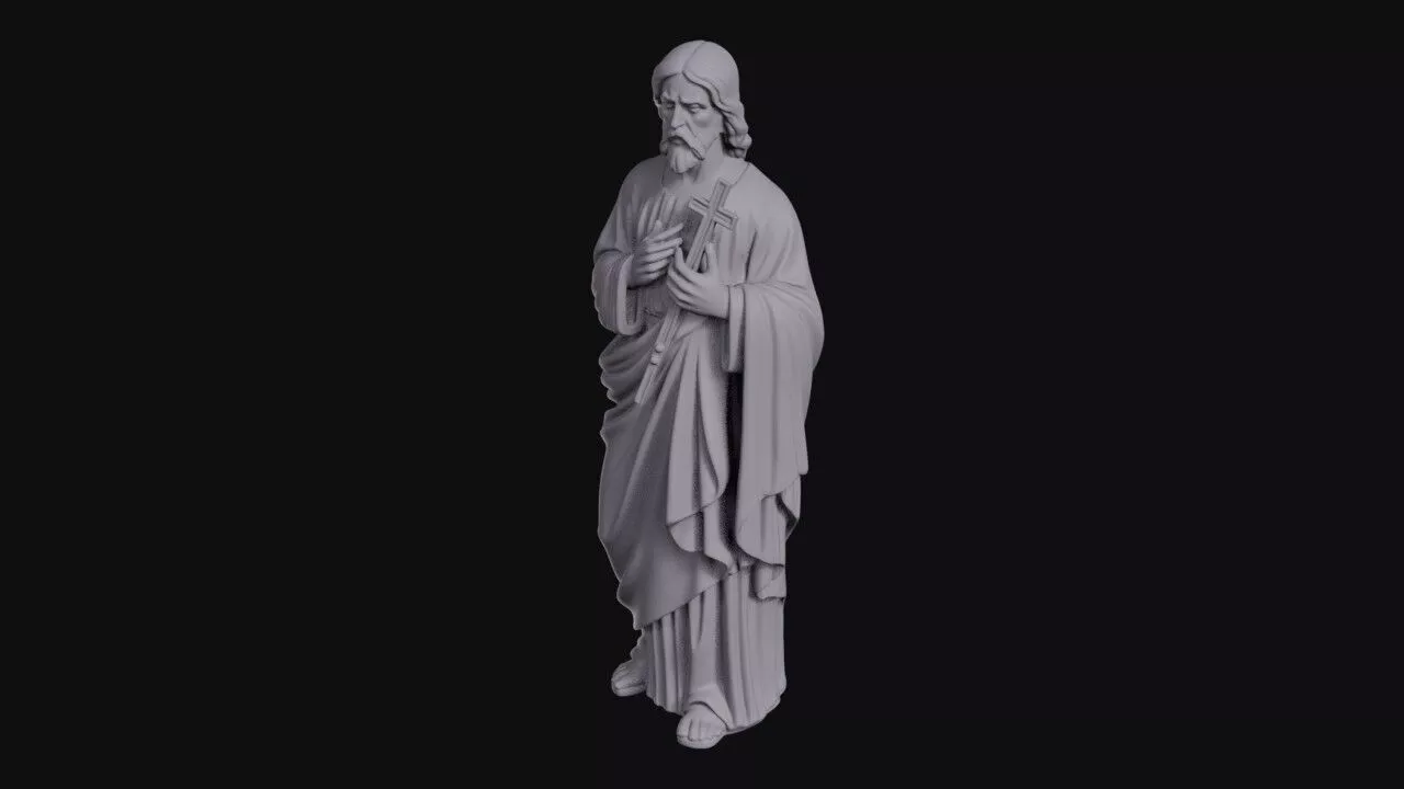 Christ Holding A Wooden Cross 3D print model