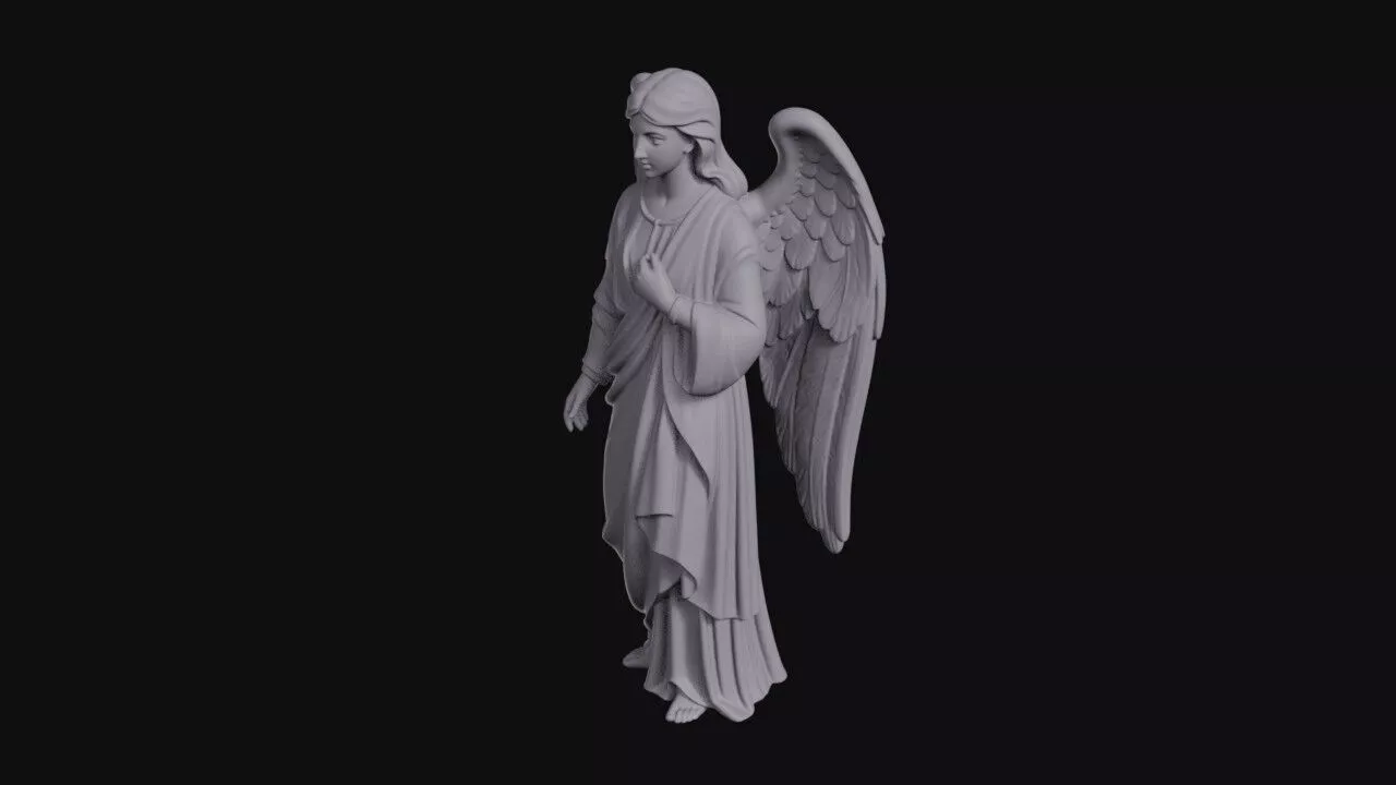 Standing Female Angel With Folded Wings 3D print model