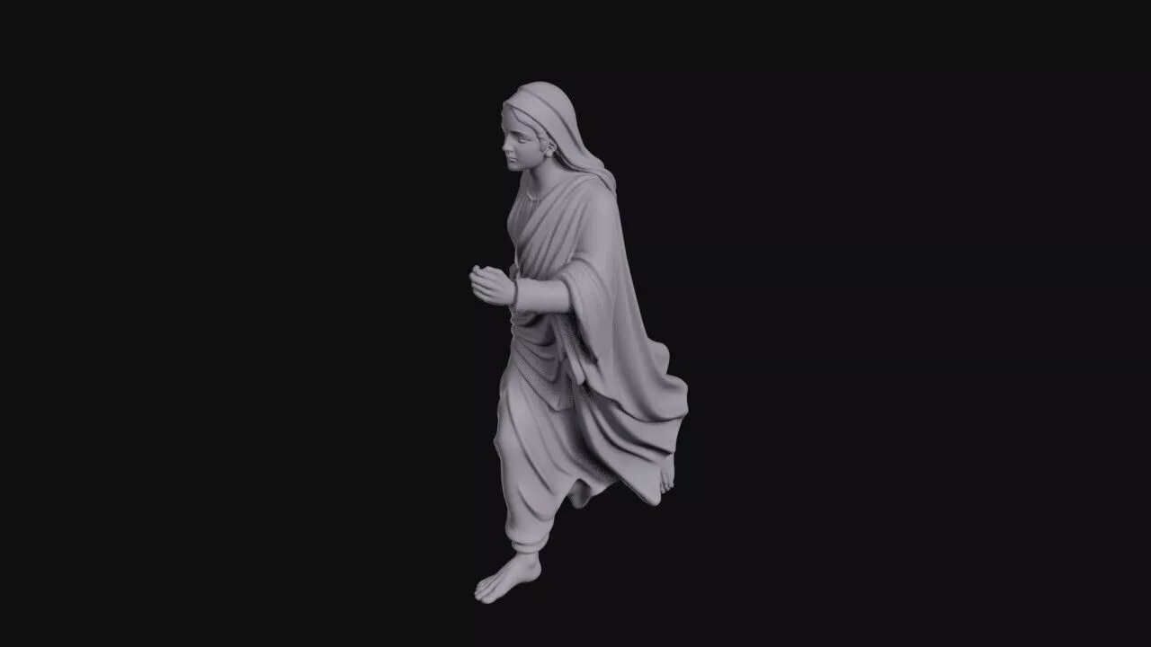 Running Veiled Woman In Flowing Robes 3D print model