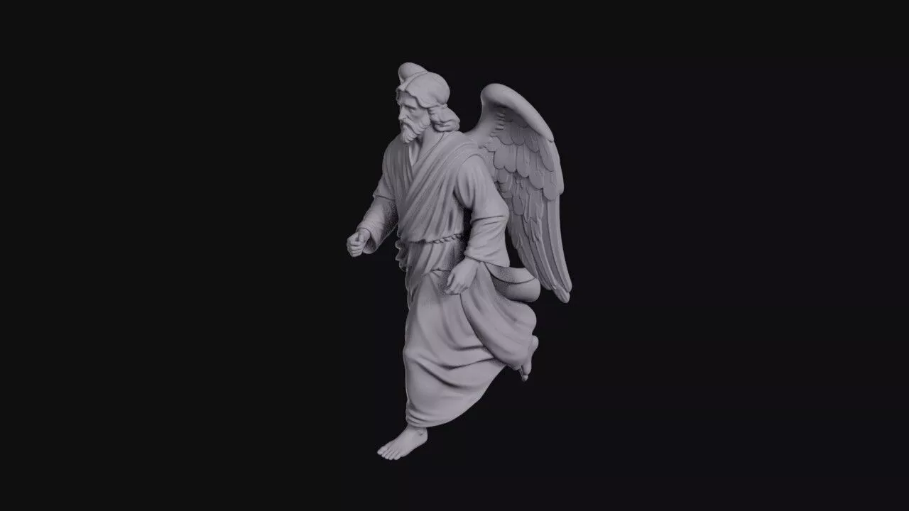 Running Winged Angel In Windswept Robes 3D print model