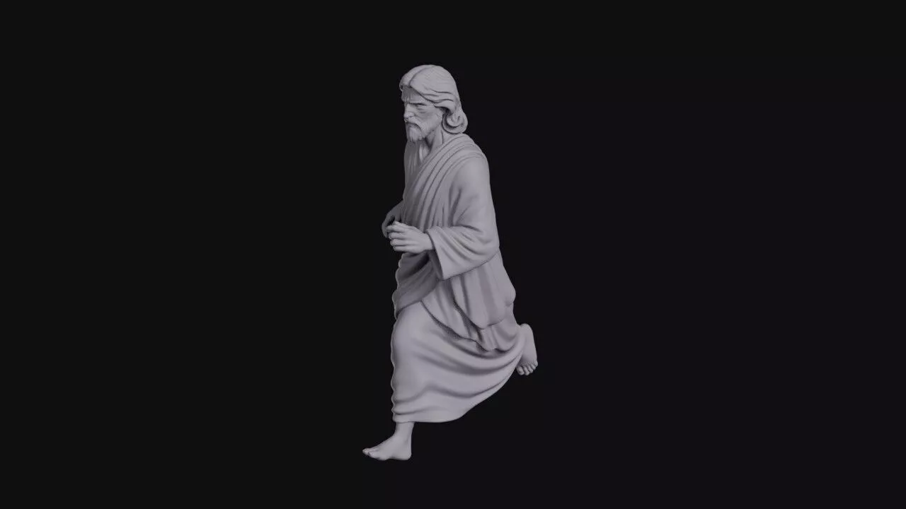Running Christ Figure In Flowing Robes 3D print model