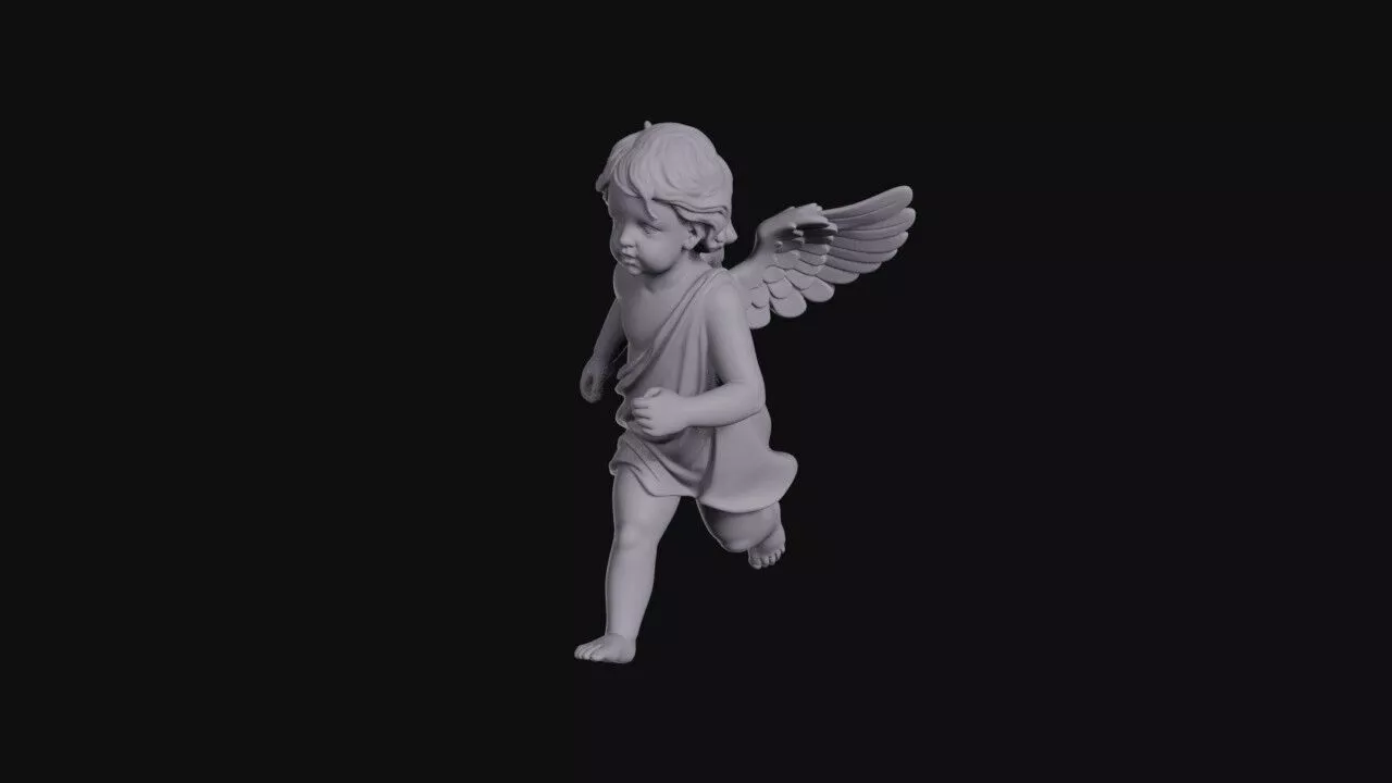 Running Cherub Child With Small Wings 3D print model