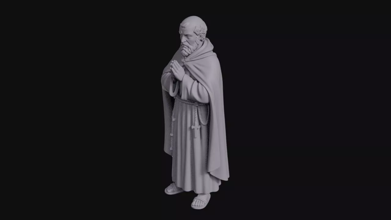 Praying Friar With Rosary And Cross 3D print model