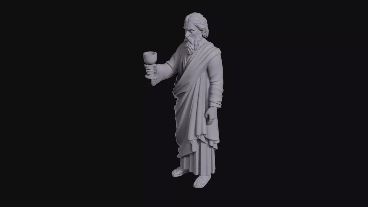 Bearded Elder Raising A Holy Chalice 3D print model