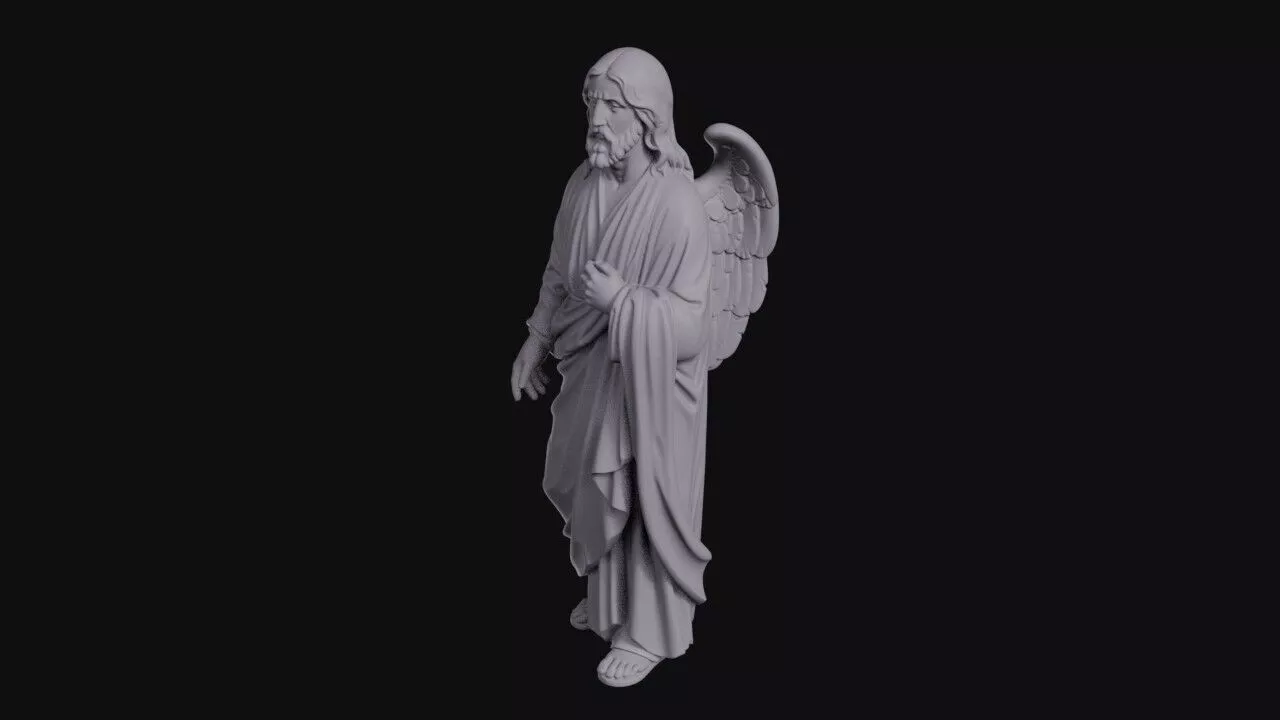 Winged Saint Standing In Long Robes 3D print model