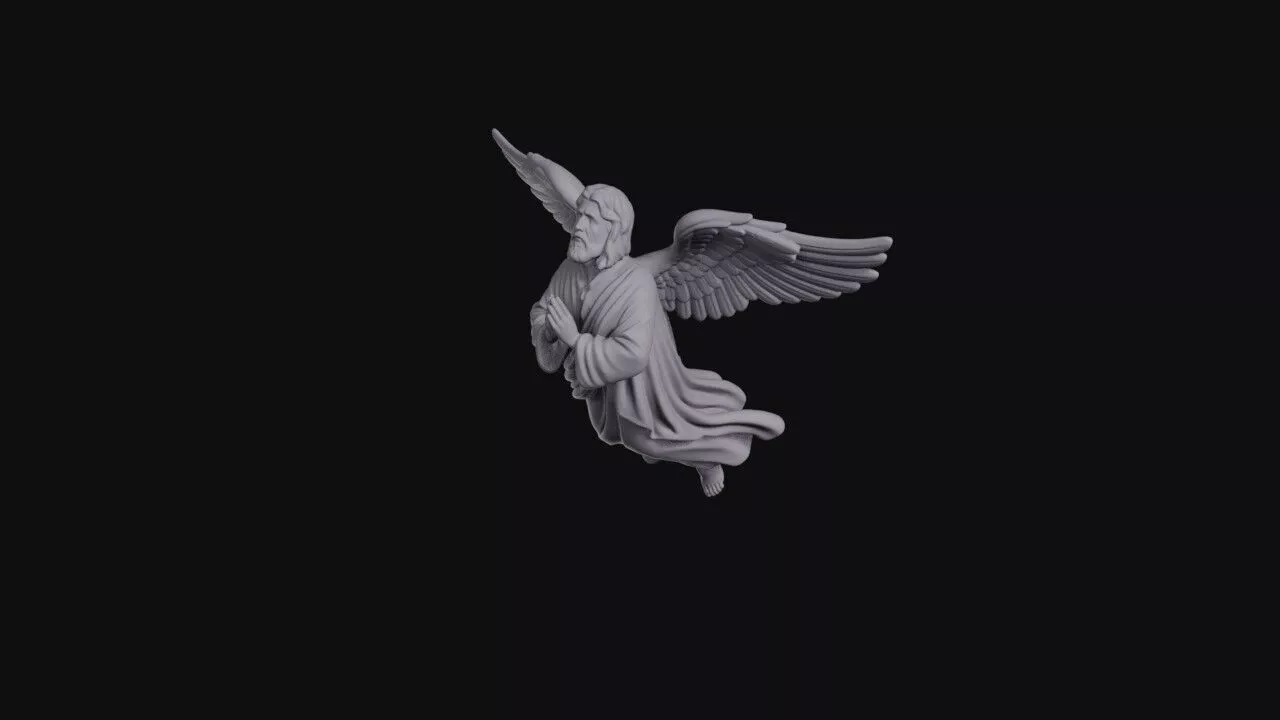 Flying Angel Praying With Spread Wings 3D print model