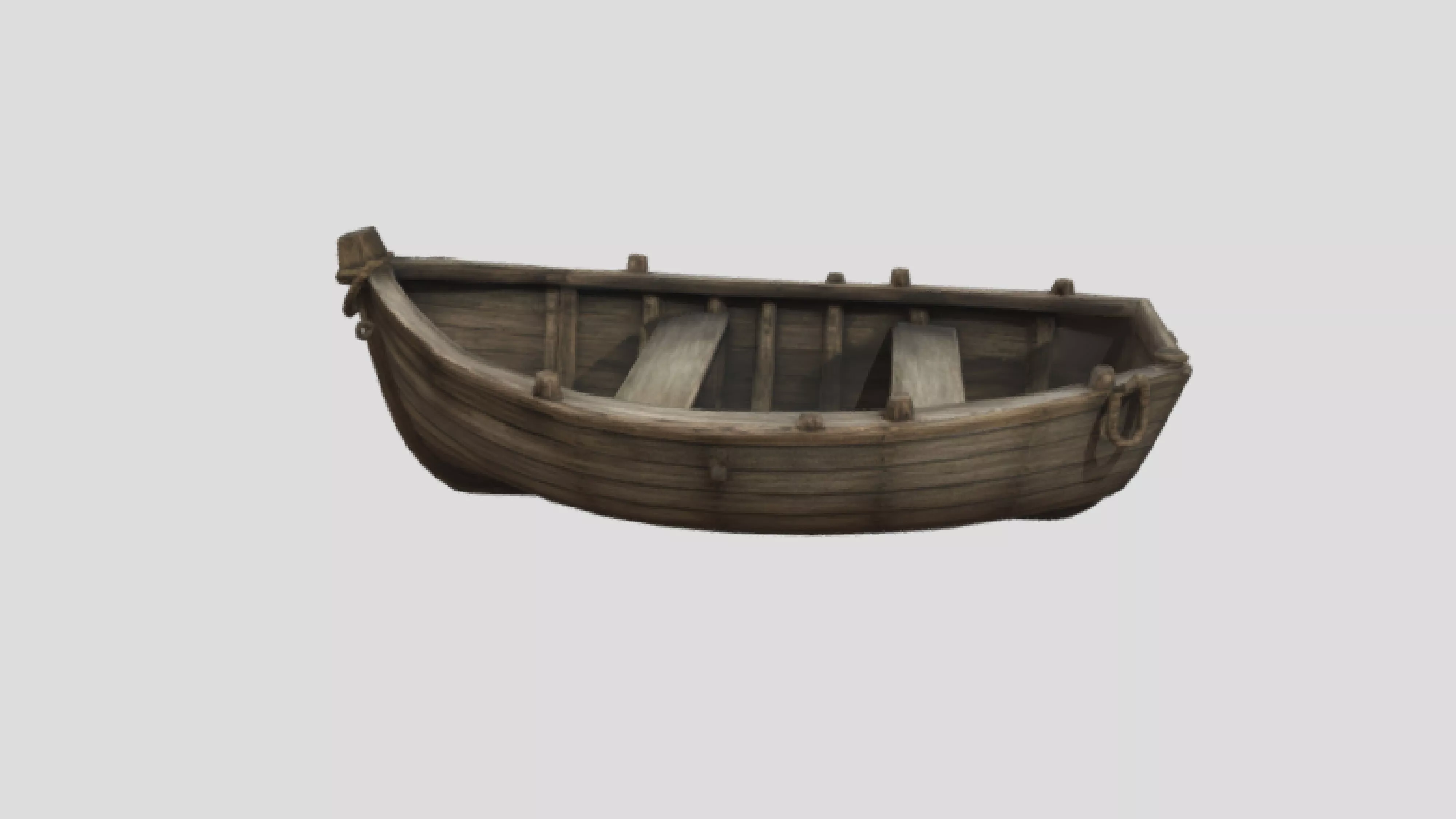 Wooden Boat Low-poly 3D model