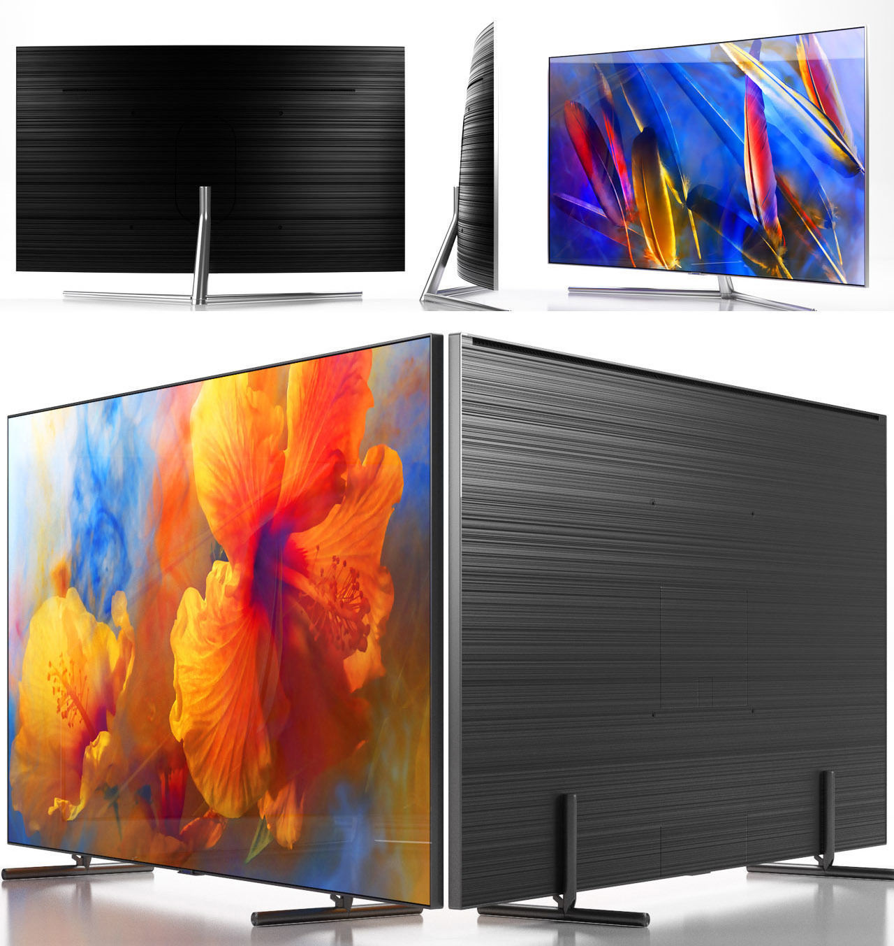 SAMSUNG QLED FLATE SMART AND CURVED SMART TV 3D model_1