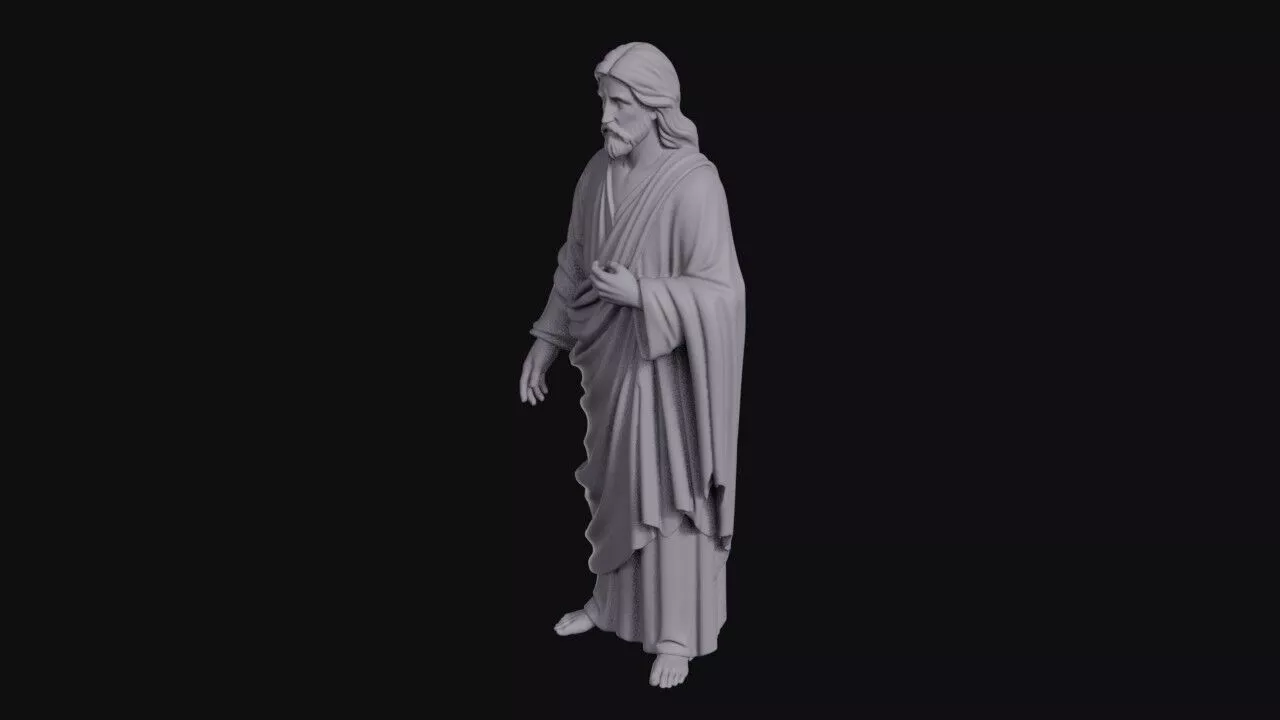 Standing Robed Saint With Hand On Chest 3D print model