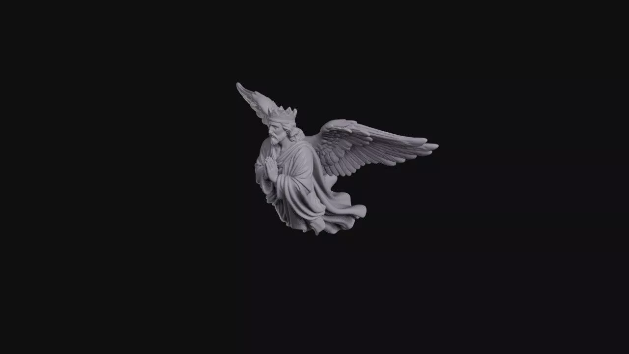 Flying Crowned Angel In Prayer 3D print model