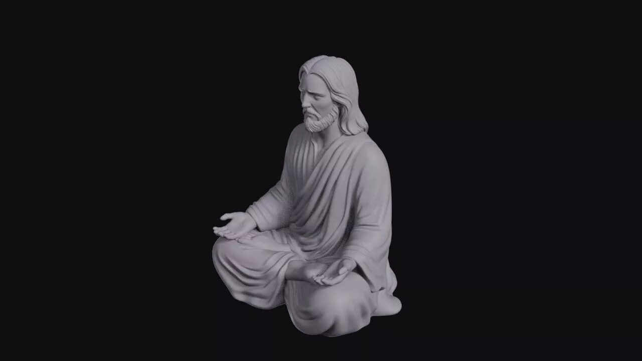 Jesus Seated In Cross Legged Meditation 3D print model