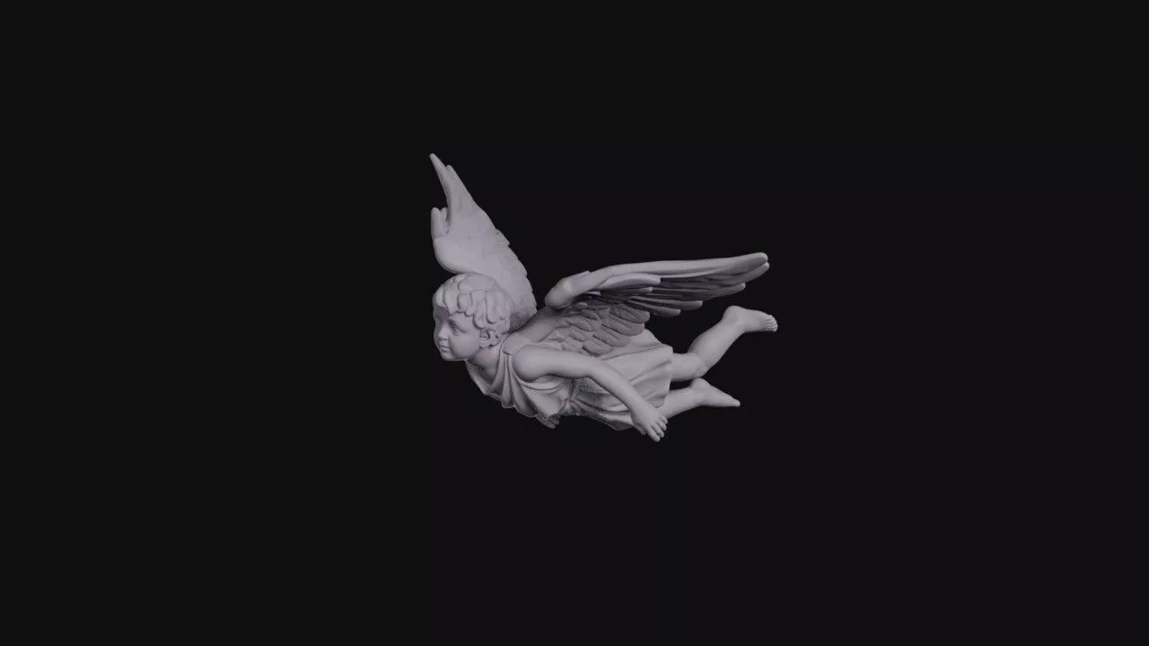 Flying Cherub Angel With Spread Wings 3D print model