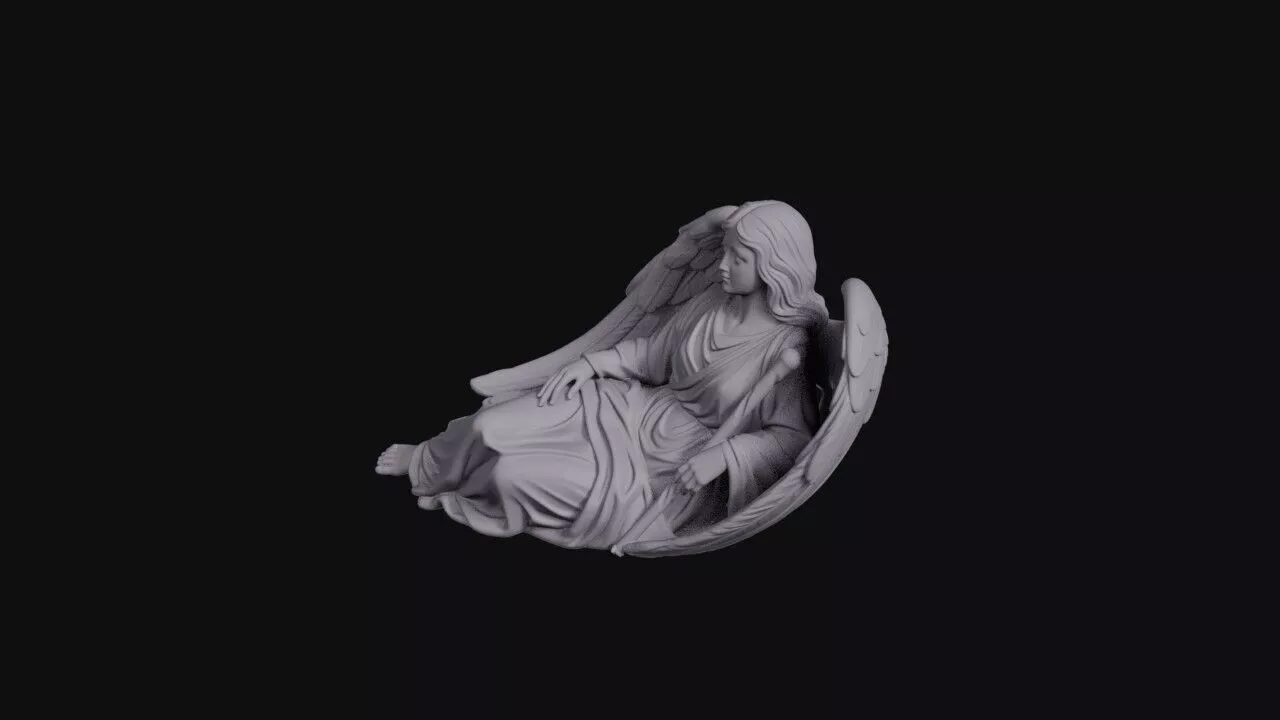 Reclining Winged Female Angel At Rest 3D print model
