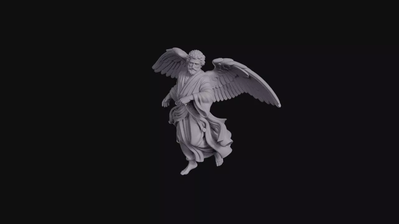 Dancing Winged Archangel In Flowing Robes 3D print model