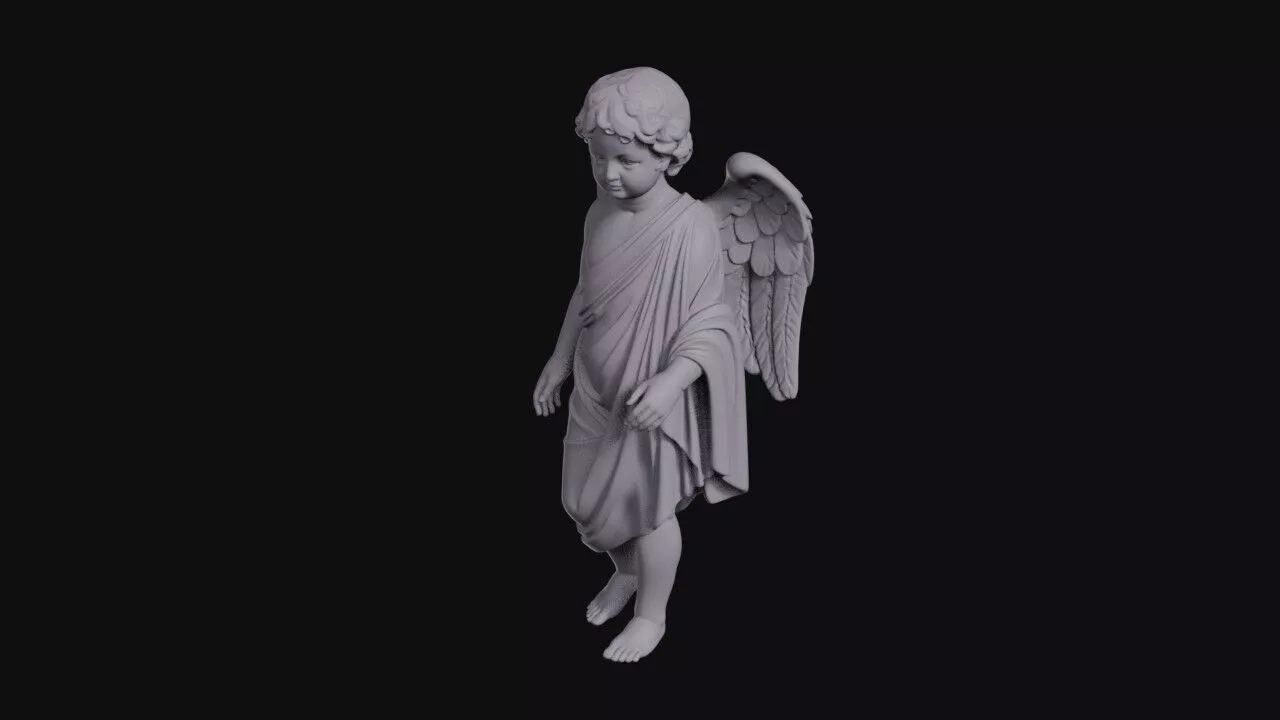 Standing Cherub Angel Child With Wings 3D print model