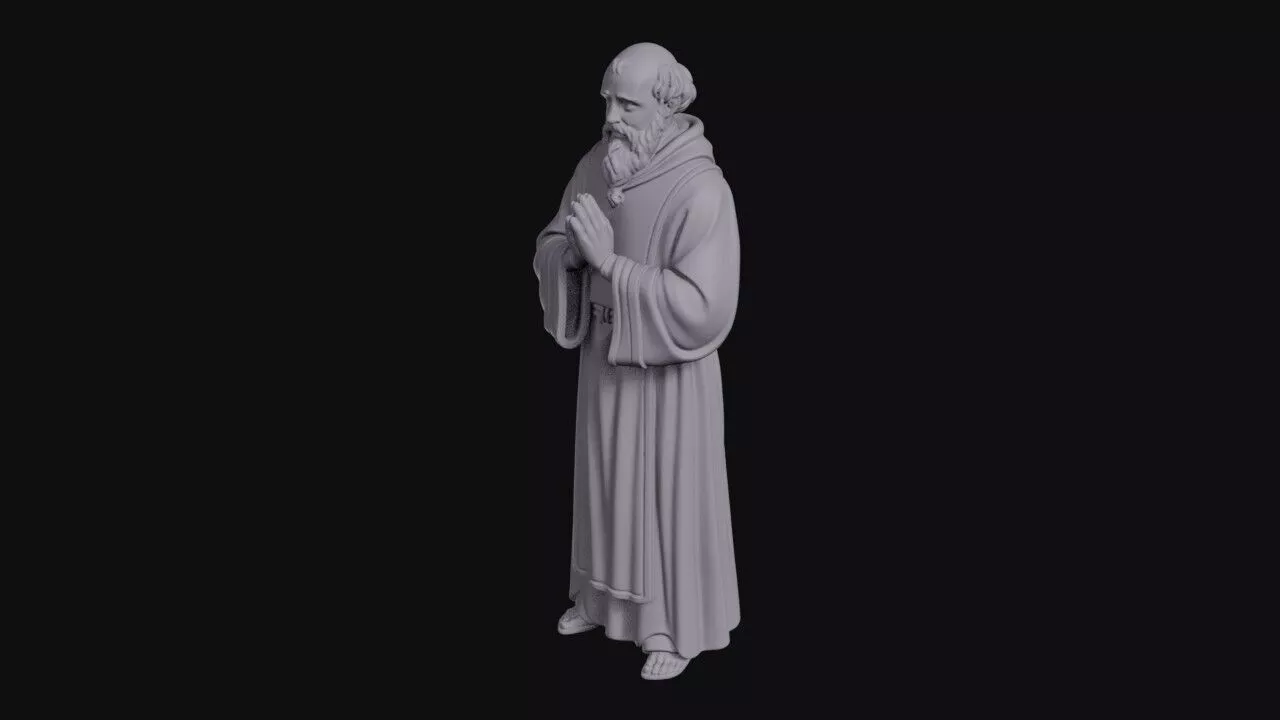 Praying Monk In Hooded Habit 3D print model