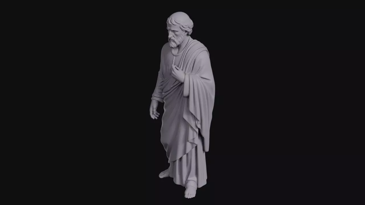 Grieving Bearded Man In Draped Robe 3D print model