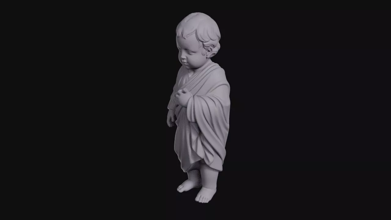 Sorrowful Child Statue In Flowing Robe 3D print model