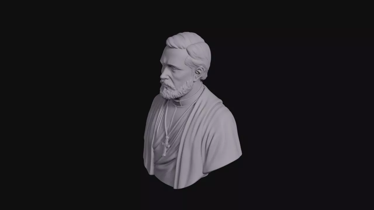 Bust Of A Priest Wearing A Cross 3D print model