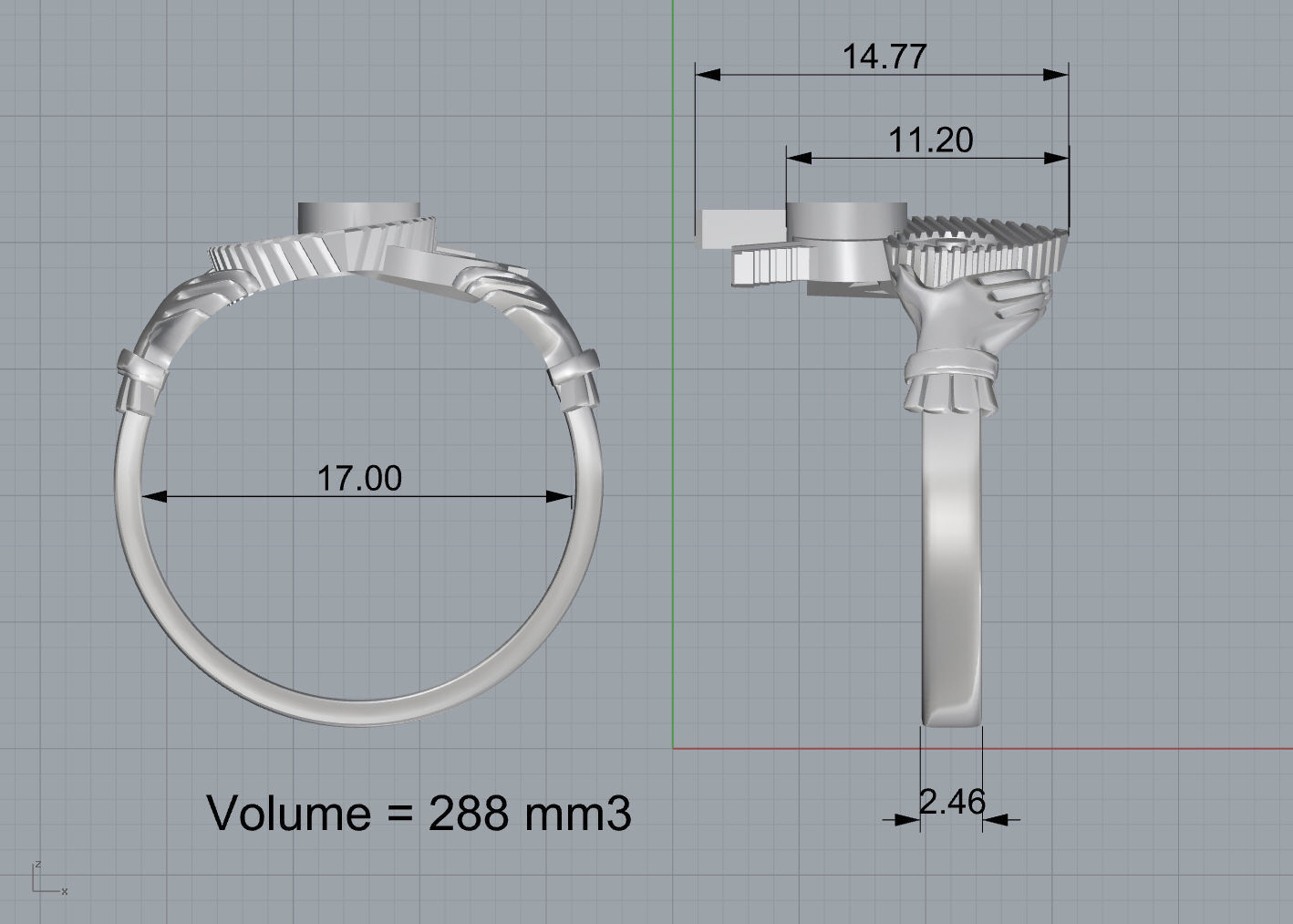 SteamPunk Claddazh engagement ring - original 3D print model_11