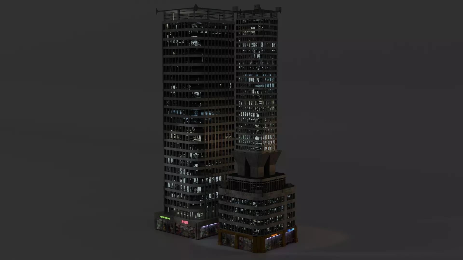 Cyberpunk building Free 3D model