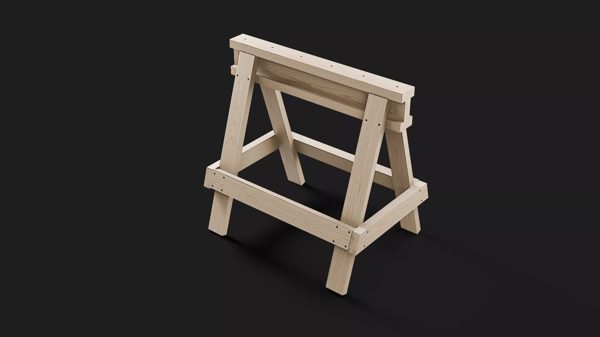 Wooden saw horse low poly 3d model Low-poly 3D model