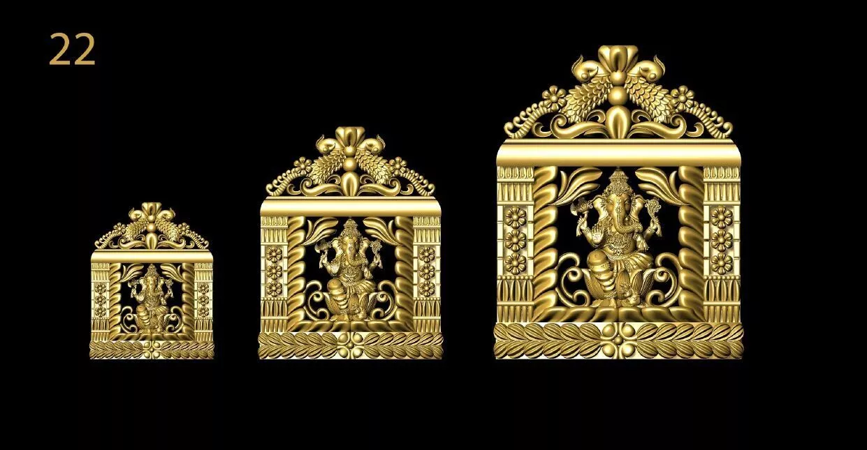 Modular Temple Mandap with Interchangeable Center Deities 3D print model